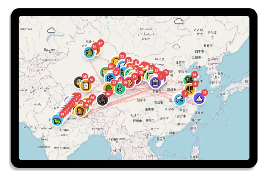 西游记81难互动地图，好有意思，真实地图实地结合！